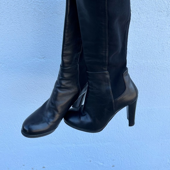 Stuart Weitzman 50/50 Leather heel boots Size 5 - Picture 3 of 5